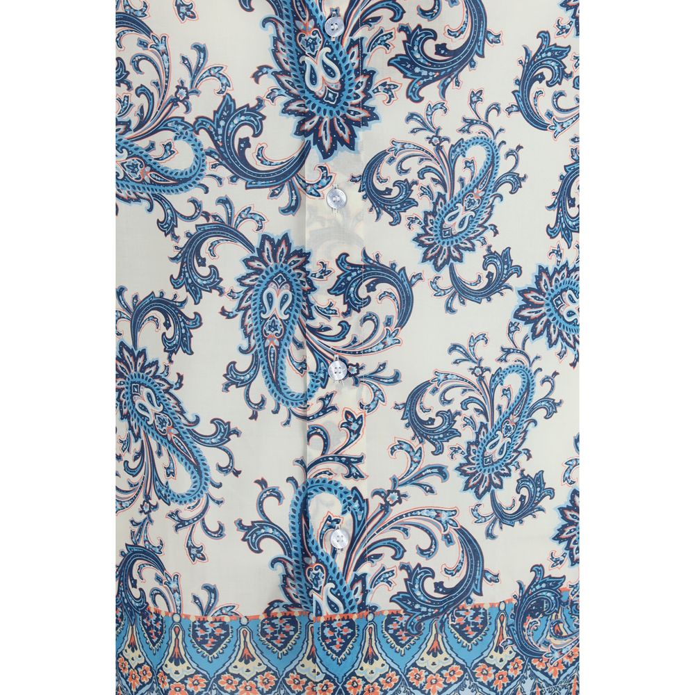 Etro Blue Cotton Pattern Shirt