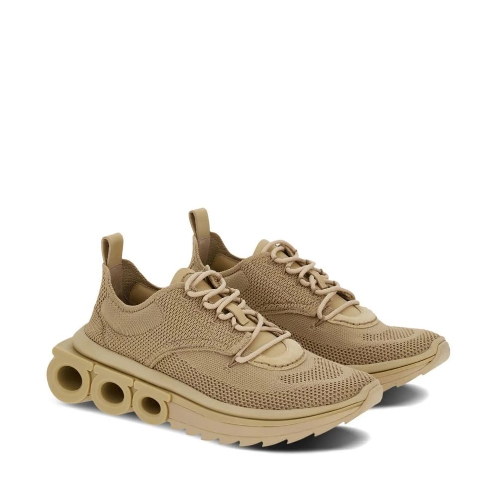 Salvatore Ferragamo Beige Fabric Athletic Sneakers