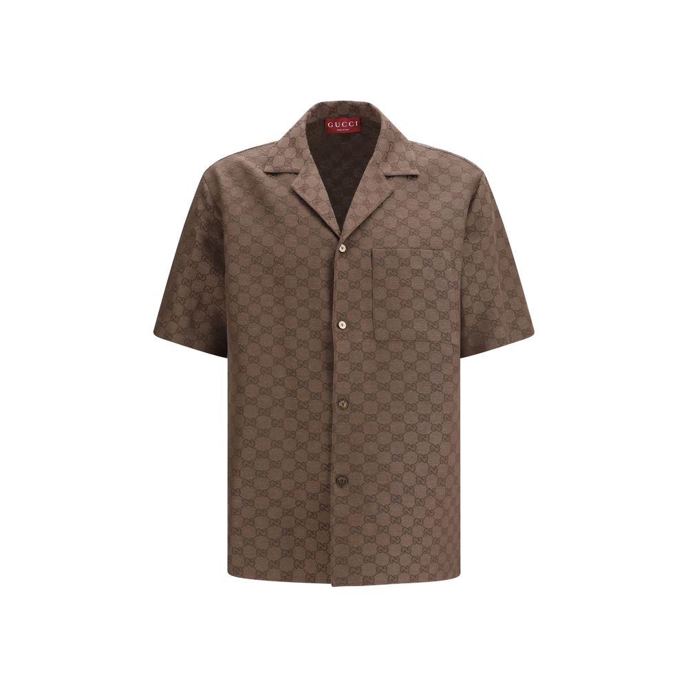 Gucci Brown Linen Shortsleeve Shirt
