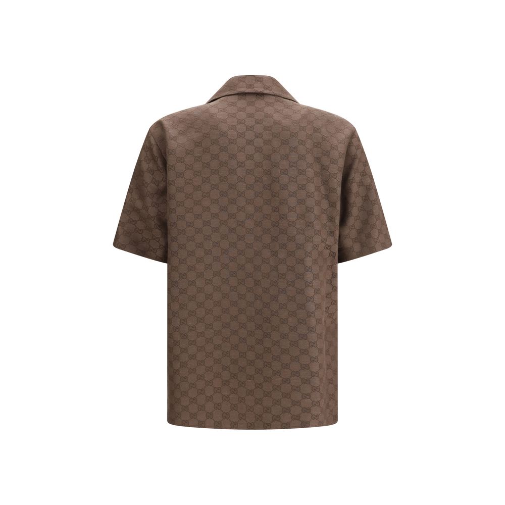 Gucci Brown Linen Shortsleeve Shirt