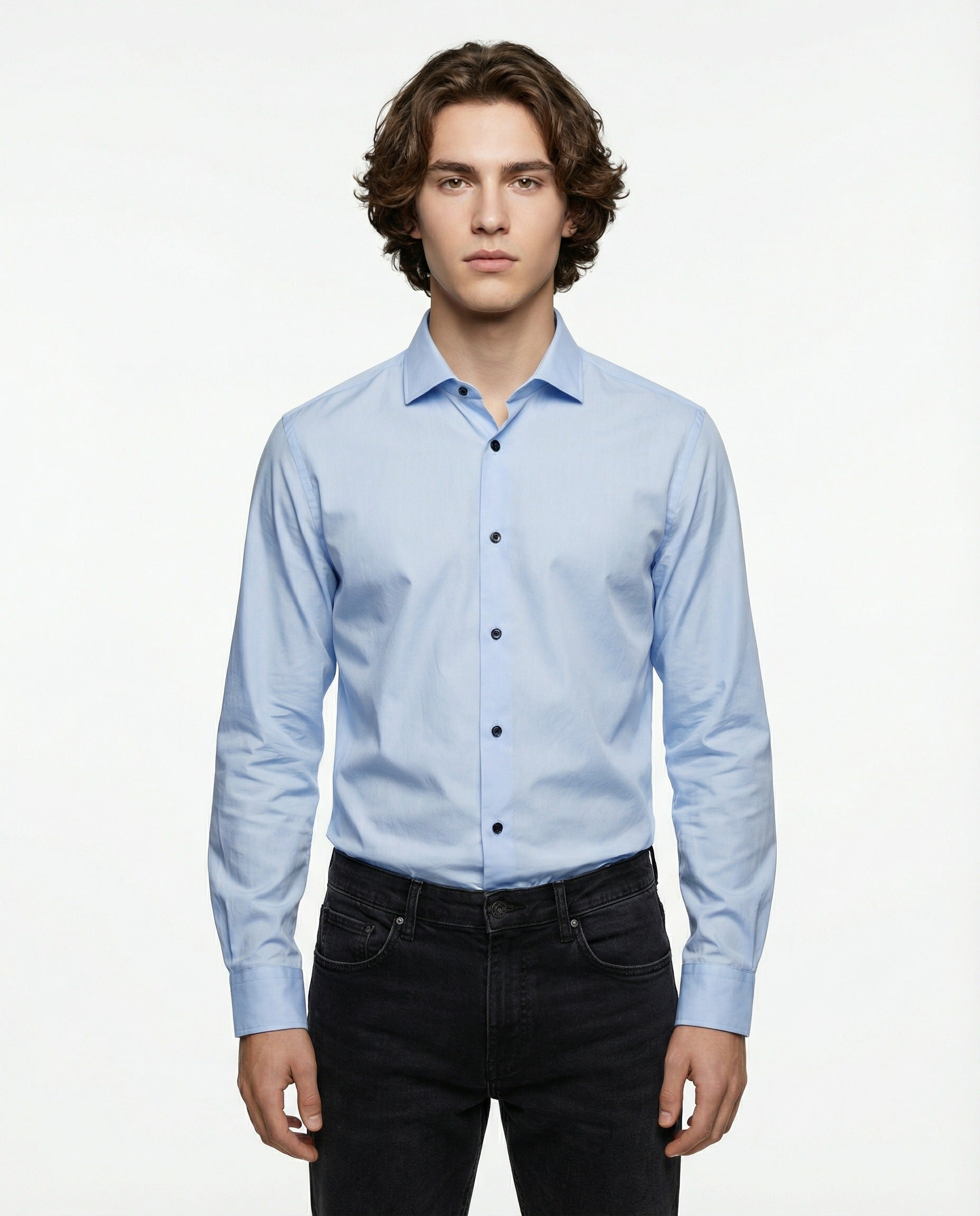 Peserico Blue Cotton Dress Shirt