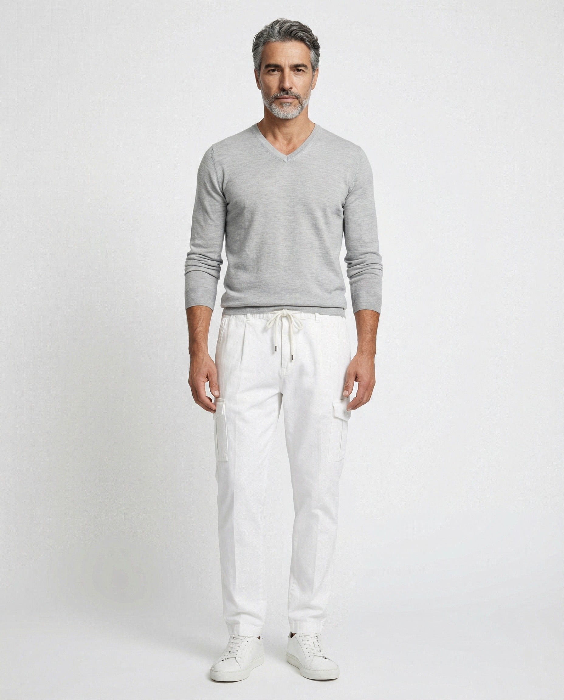 Peserico White Linen Casual Pants