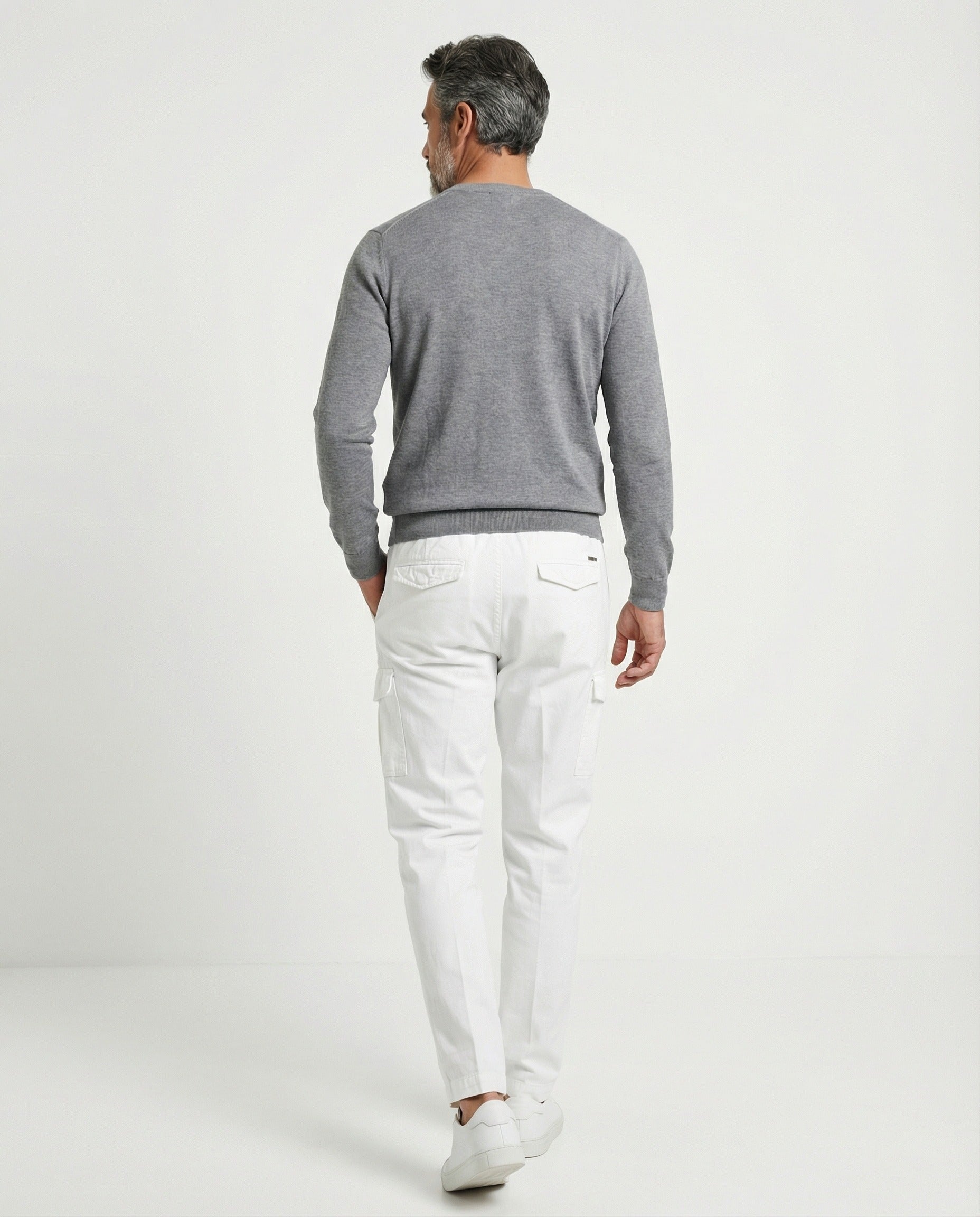 Peserico White Linen Casual Pants