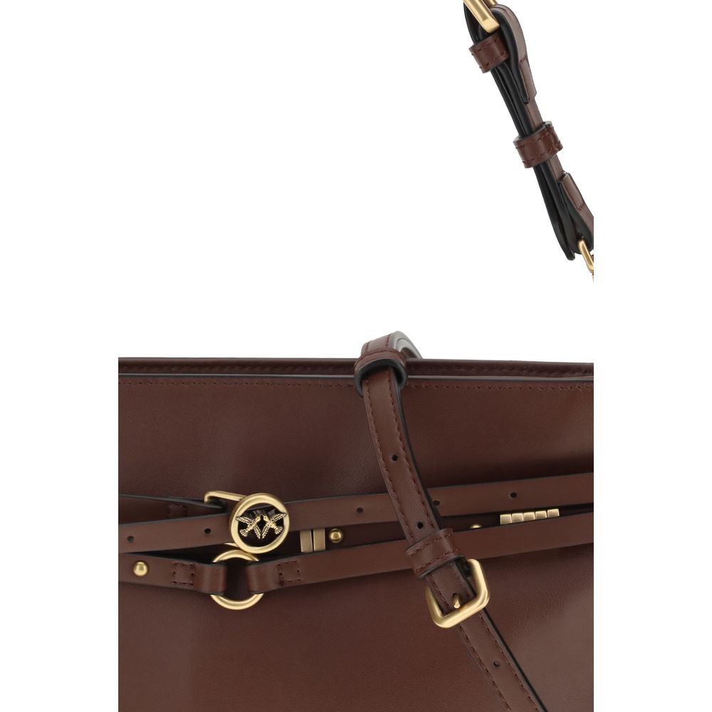 حقيبة كتف بوس توروس من جلد العجل البني من بينكو