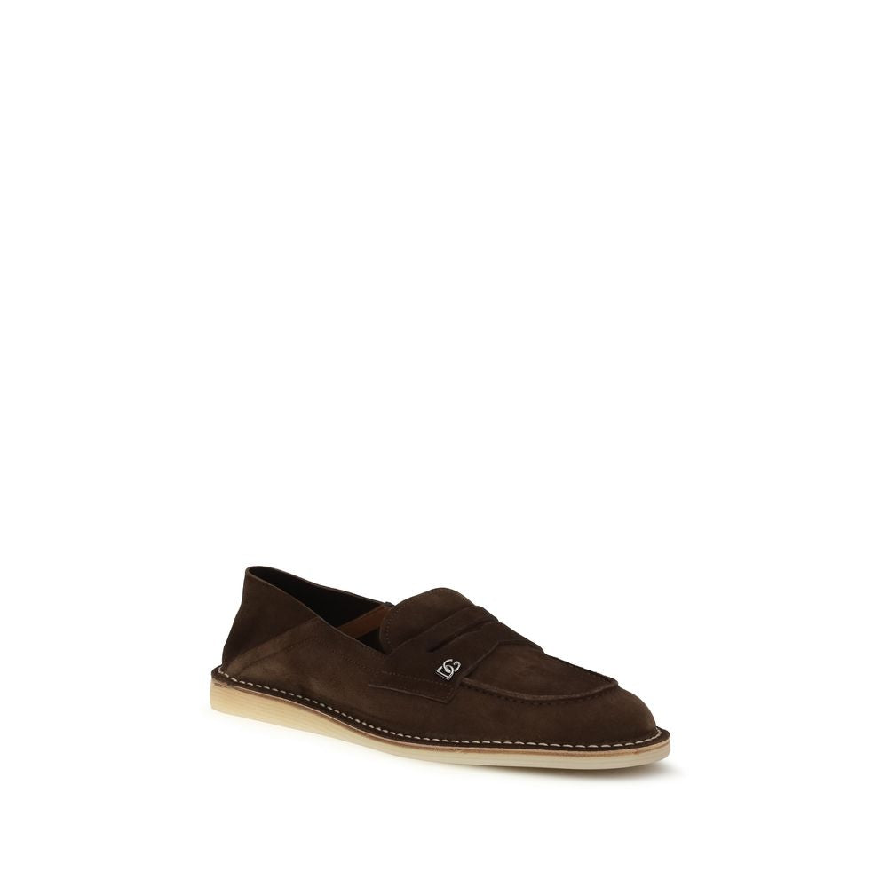 Dolce & Gabbana Brown Calf Leather Bos Taurus Slip-On Loafers