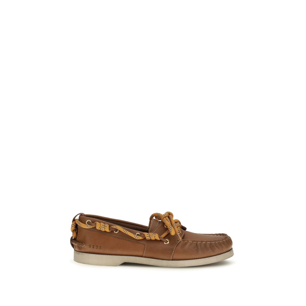 Golden Goose Brown Calf Leather Bos Taurus Slip-On Loafers