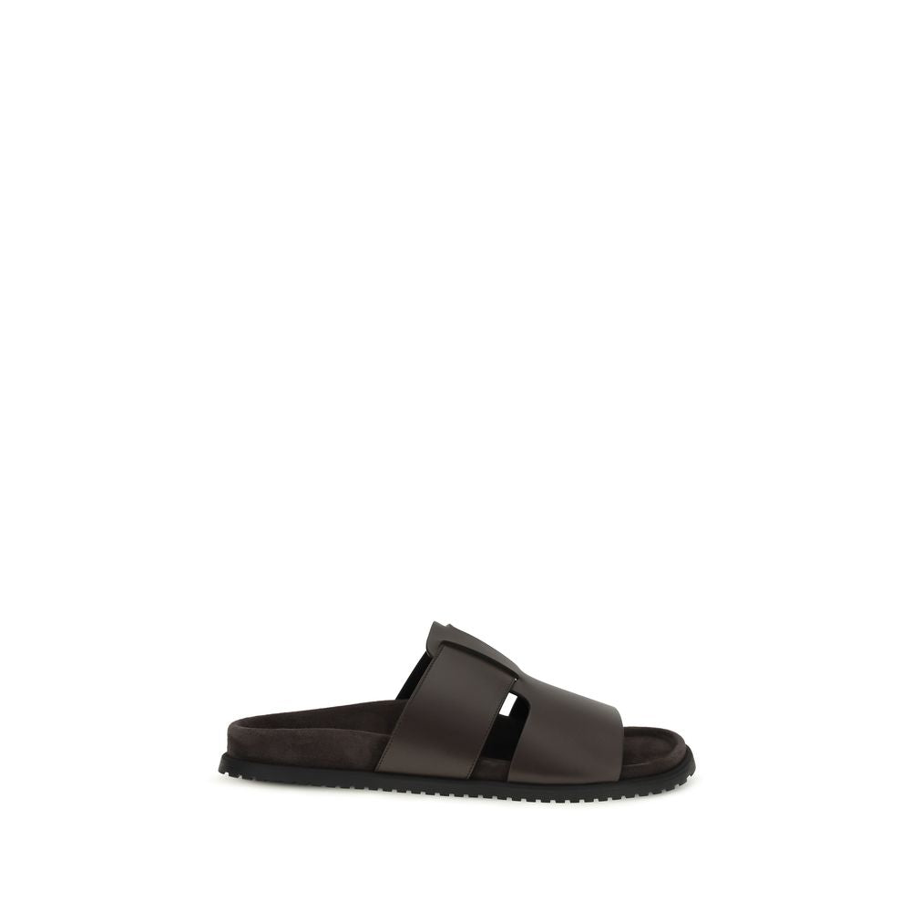 Dolce & Gabbana Brown Calf Leather Bos Taurus Sandals