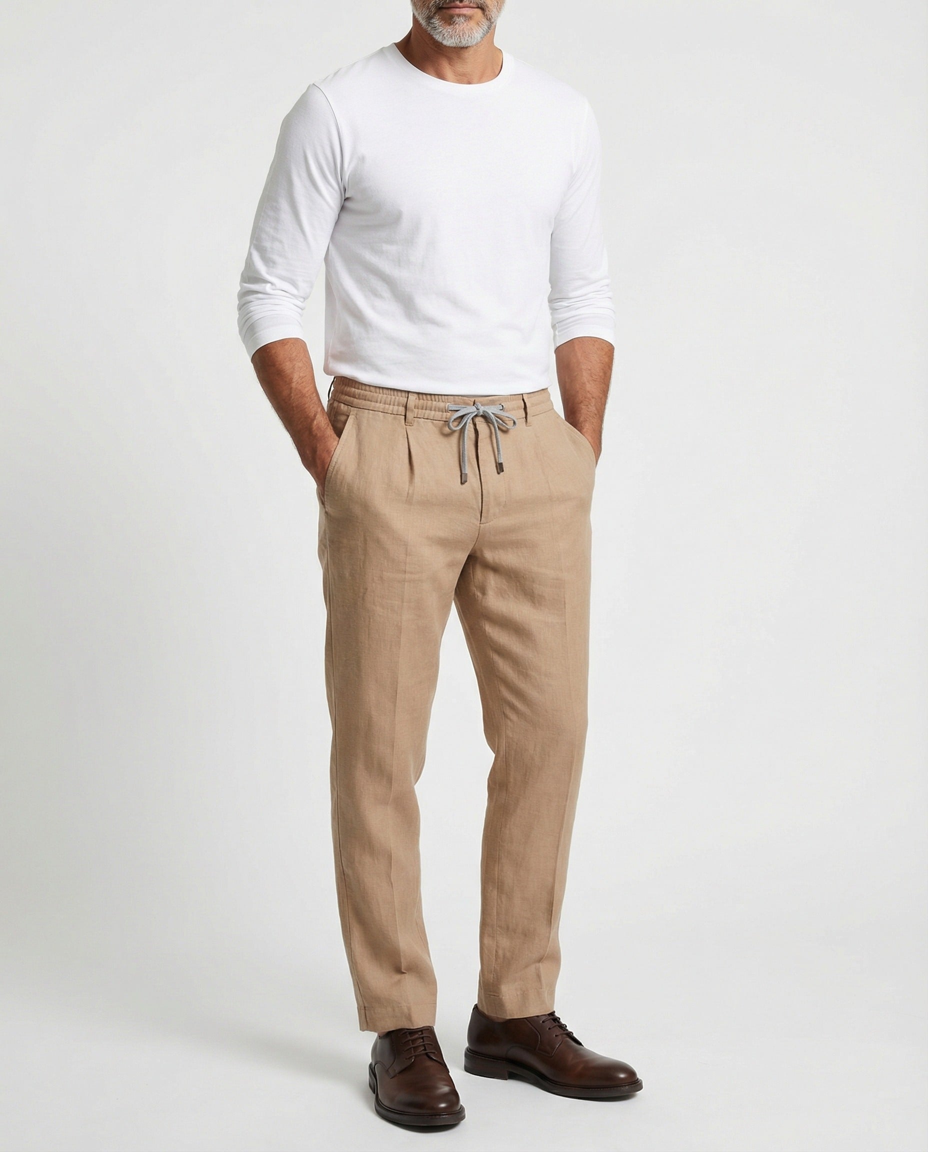 Peserico Beige Linen Casual Pants