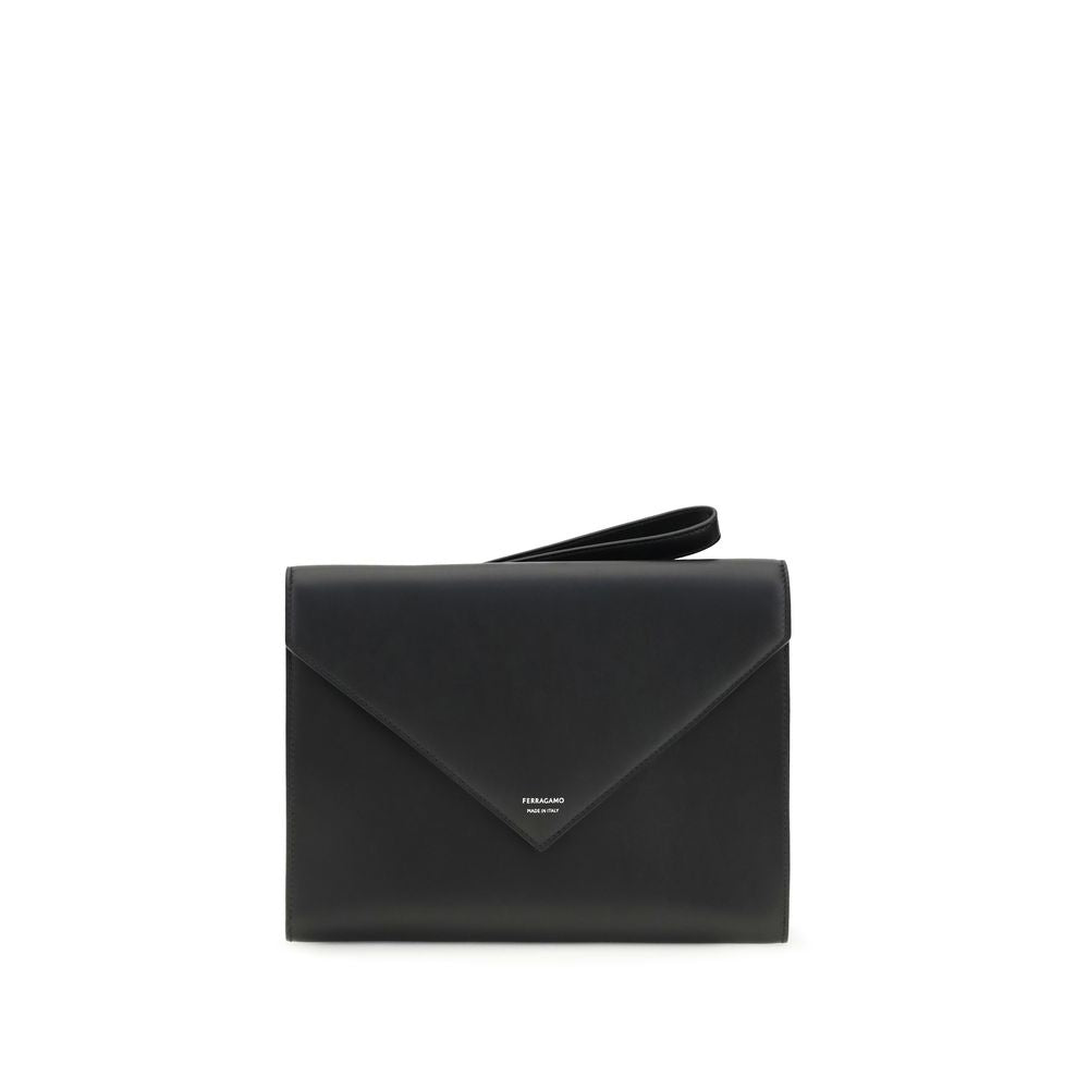 Ferragamo Black Calf Leather Bos Taurus Wallet