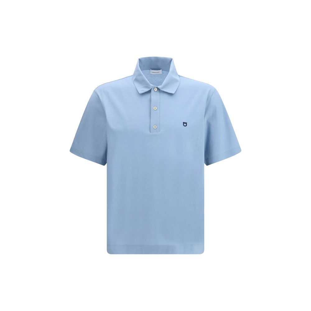 Ferragamo Blue Cotton Polo Shirt