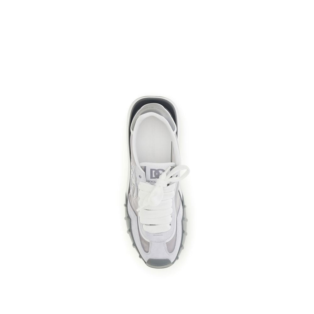 Dolce & Gabbana Gray Calf Leather Bos Taurus Athletic Sneakers