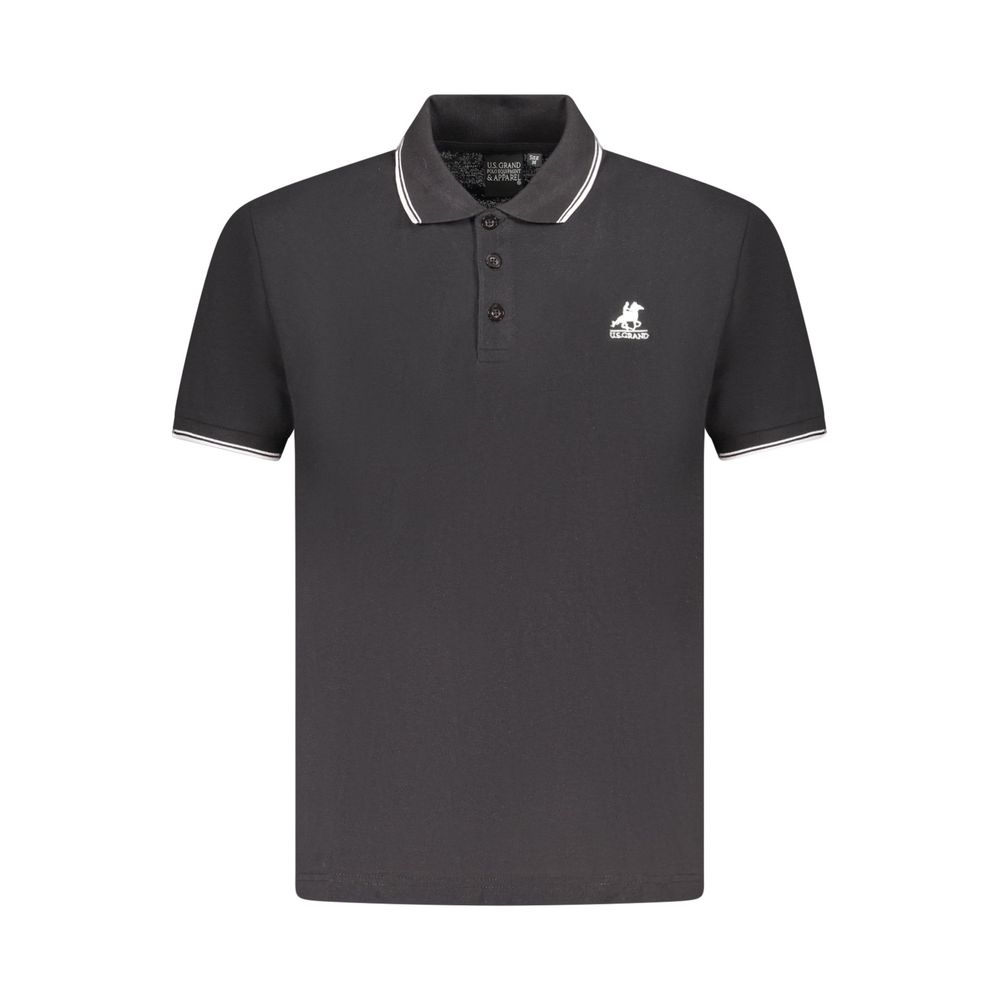 U.S. Grand Black Cotton Men's Polo Shirt
