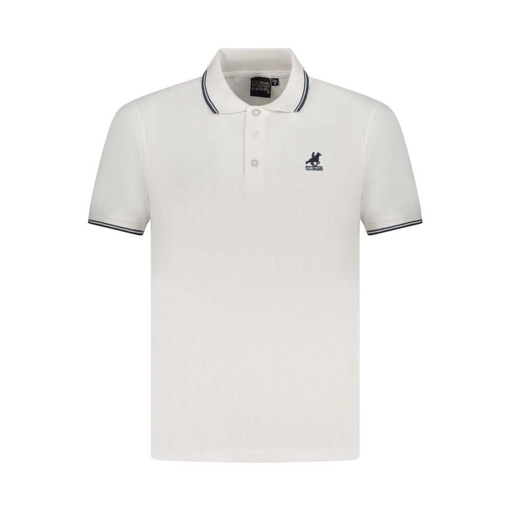 U.S. Grand White Cotton Men Polo Shirt