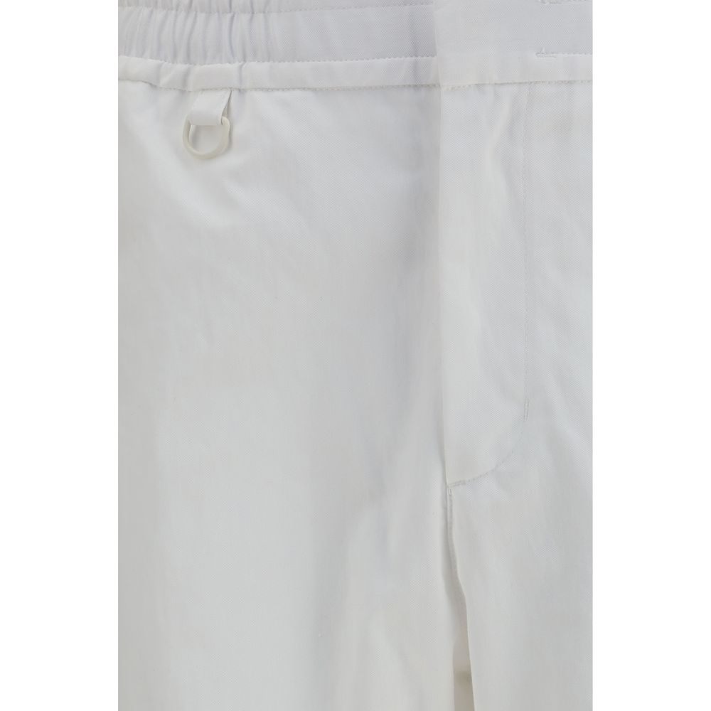 LAMINAR White Cotton Casual Pants