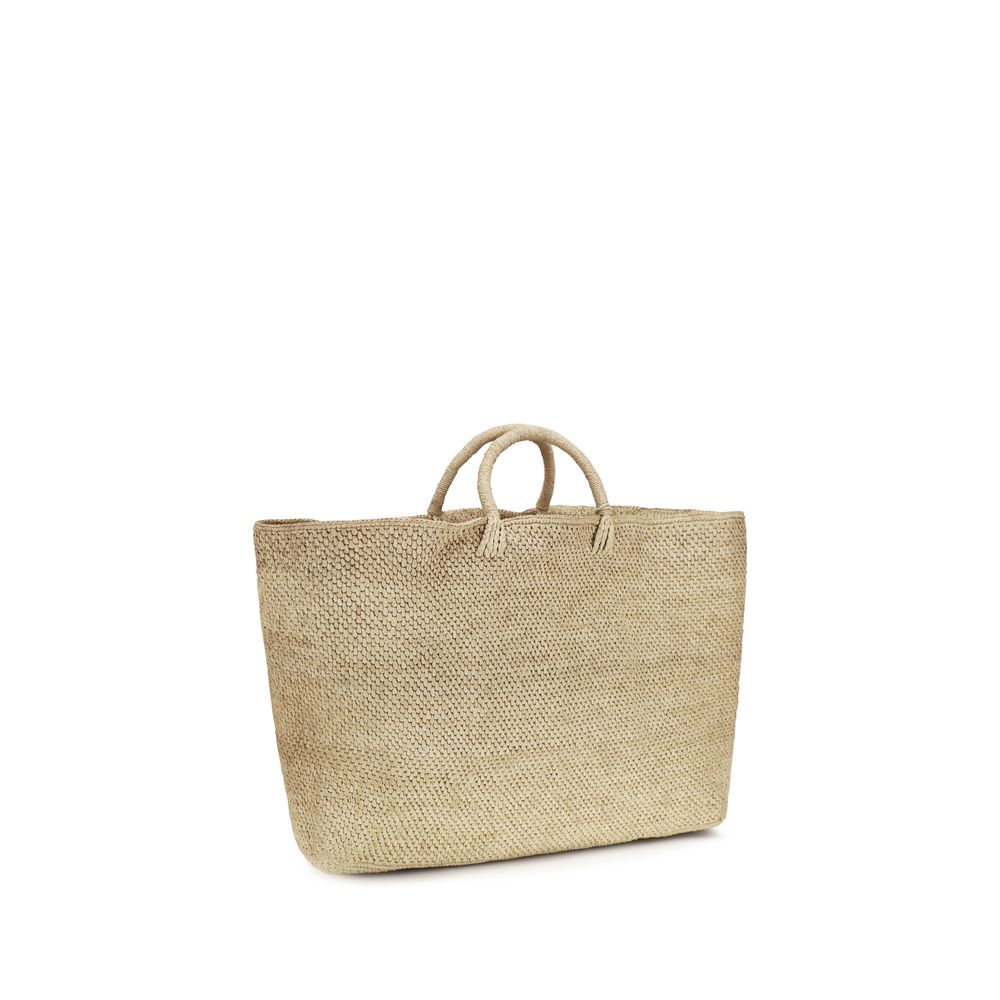 Manebi Beige Raffia Handbag