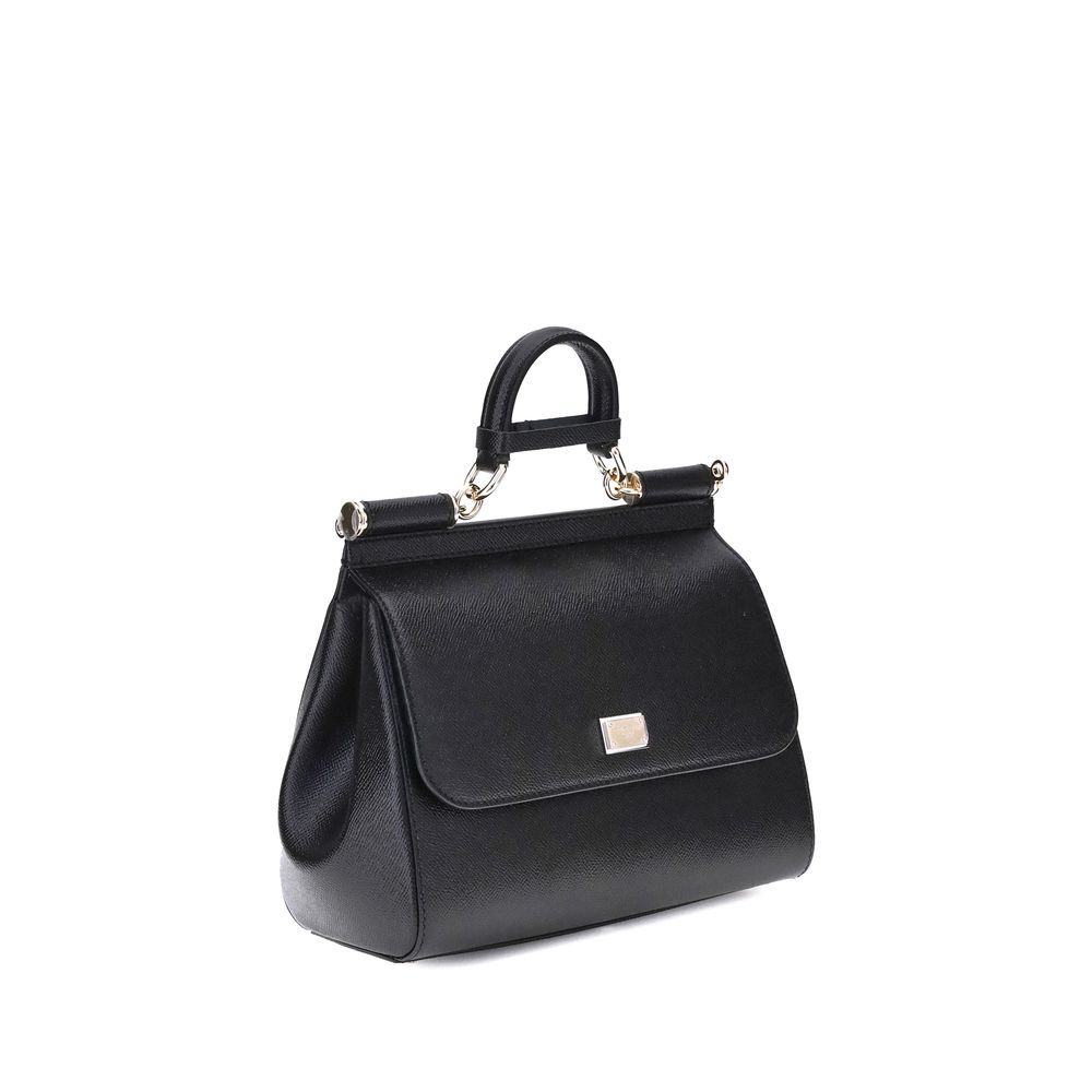 Dolce & Gabbana Black Calf Leather Bos Taurus Shoulder Bag