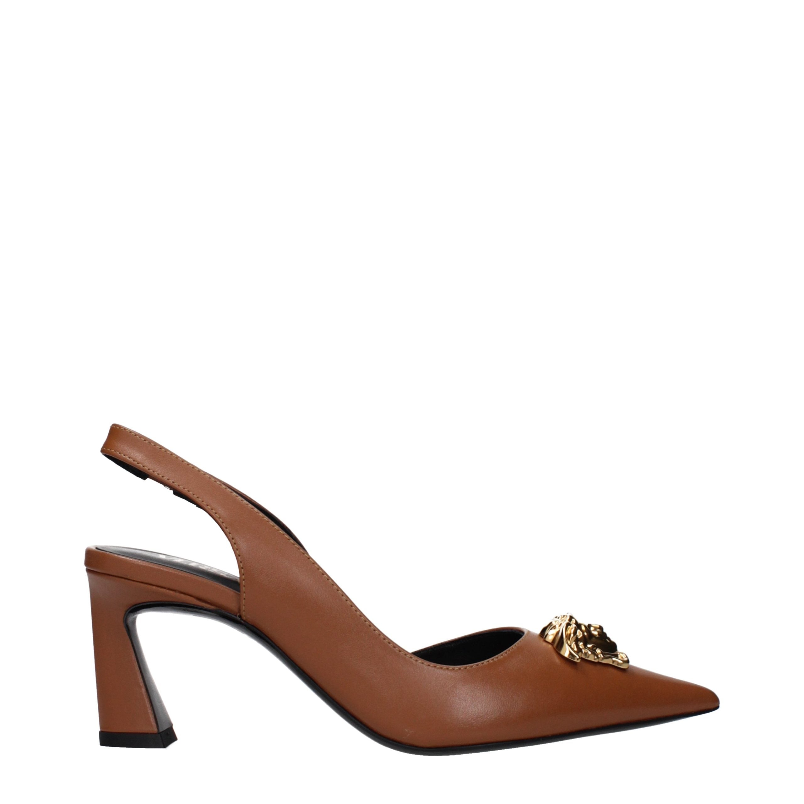 Versace Brown Leather High Heel Pumps