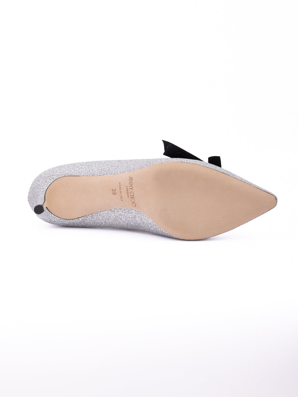 حذاء جيمي تشو فضي لامع من القماش الفاخر، طراز رومي 60 ذو الكعب العالي