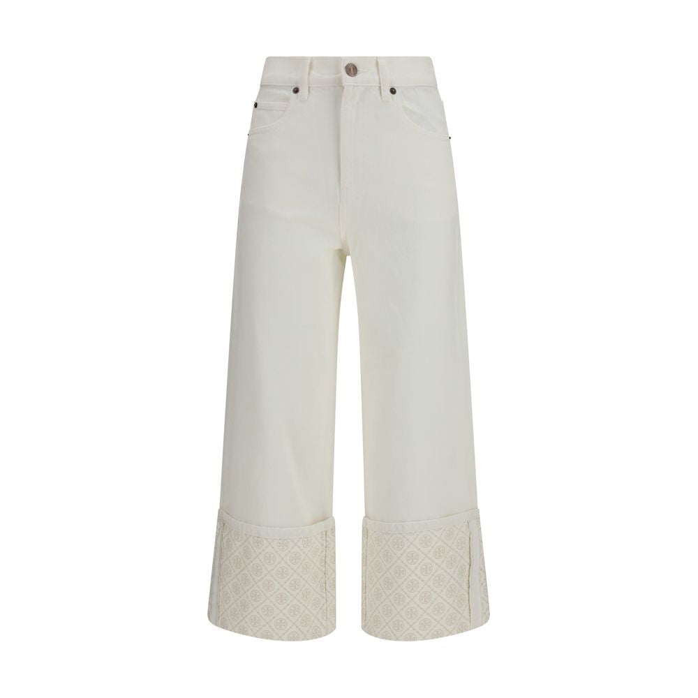 Tory Burch White Cotton Straight-Leg Jeans