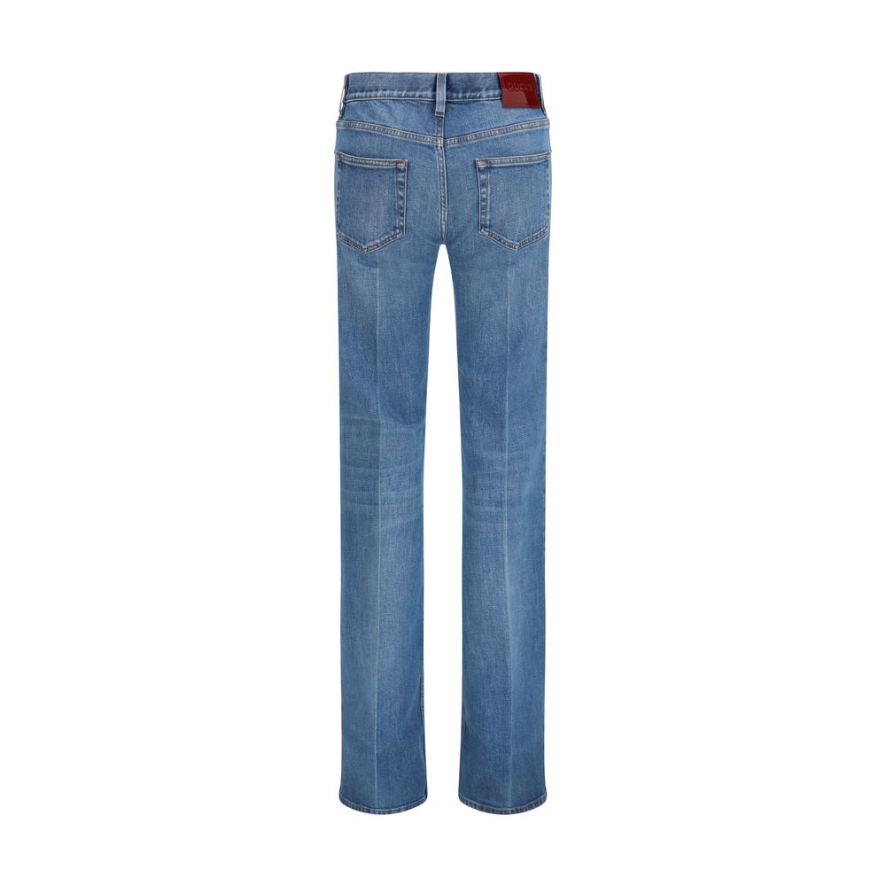 Gucci Blue Cotton Flared Jeans