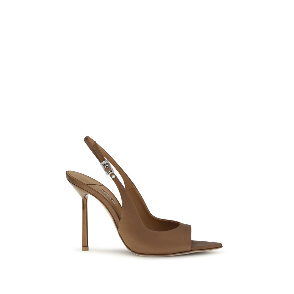 LE SILLA Brown Silk Stiletto Heel Sandals