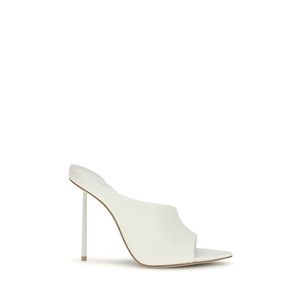 LE SILLA White Calf Leather Bos Taurus Stiletto Heel Sandals