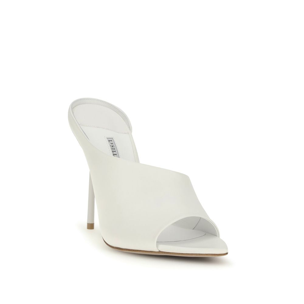 LE SILLA White Calf Leather Bos Taurus Stiletto Heel Sandals
