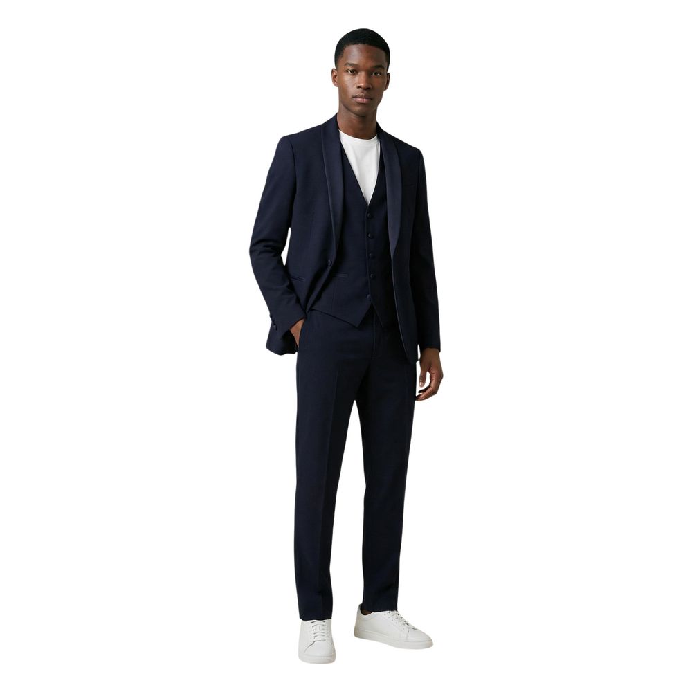 Mulish Blue Polyester Three-Piece Suit