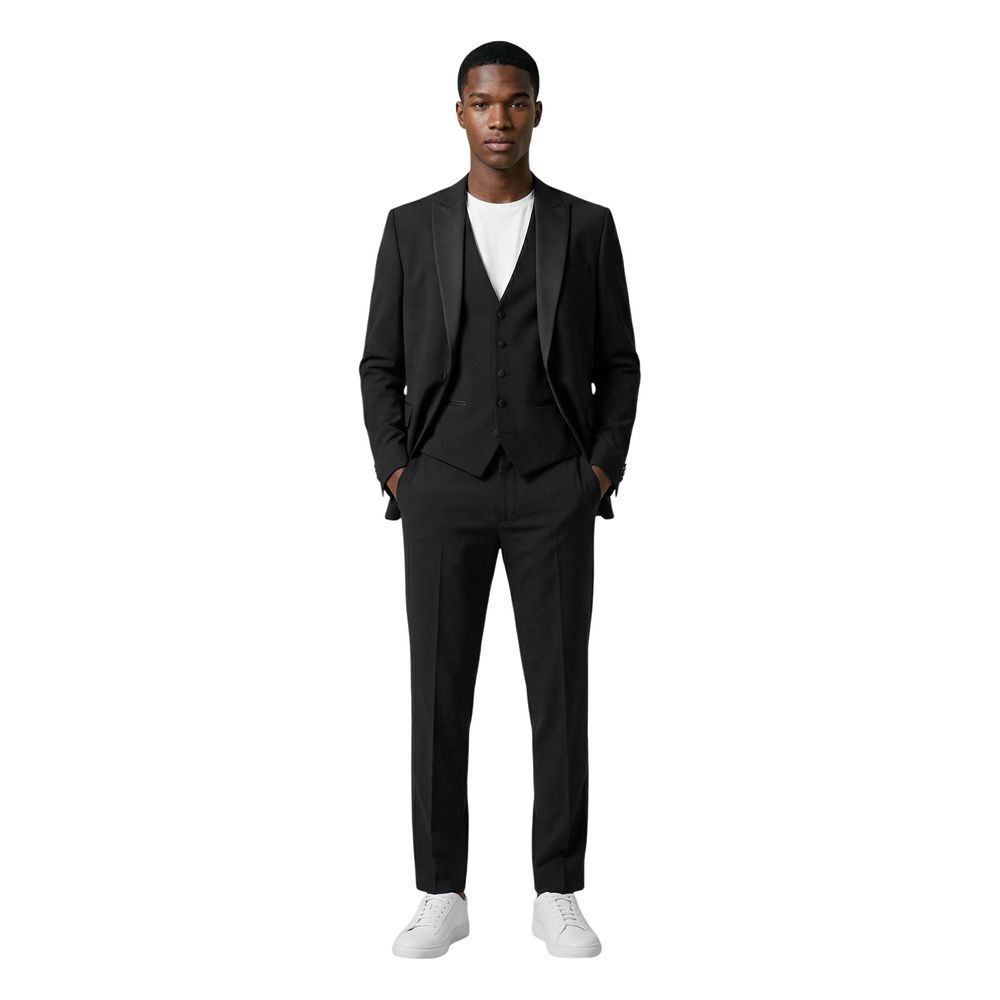 Mulish Black Polyester Three-Piece Suit