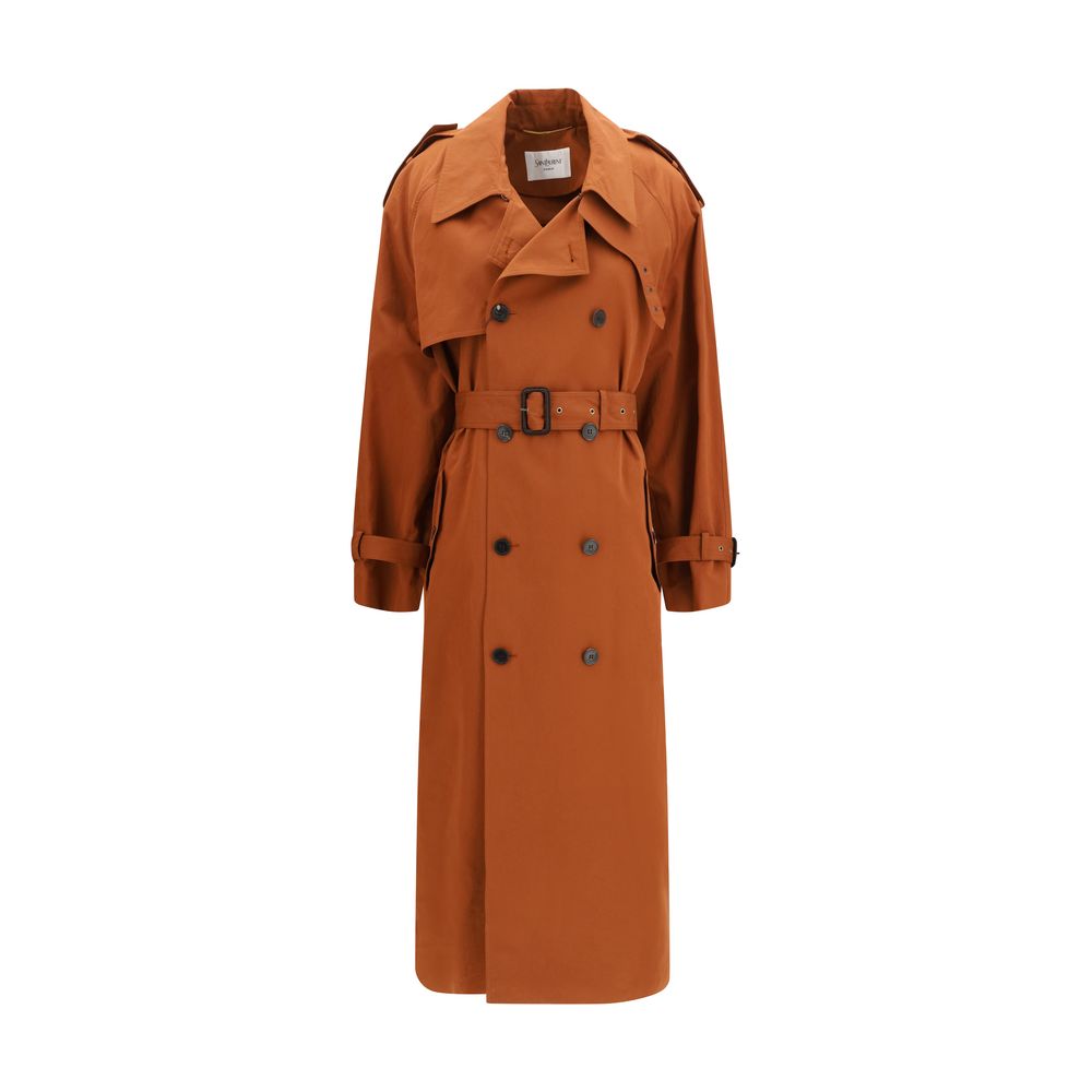 Saint Laurent Brown Cotton Trench Coat