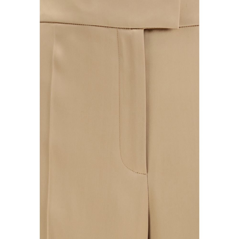 Valentino Beige Silk Dress Pants