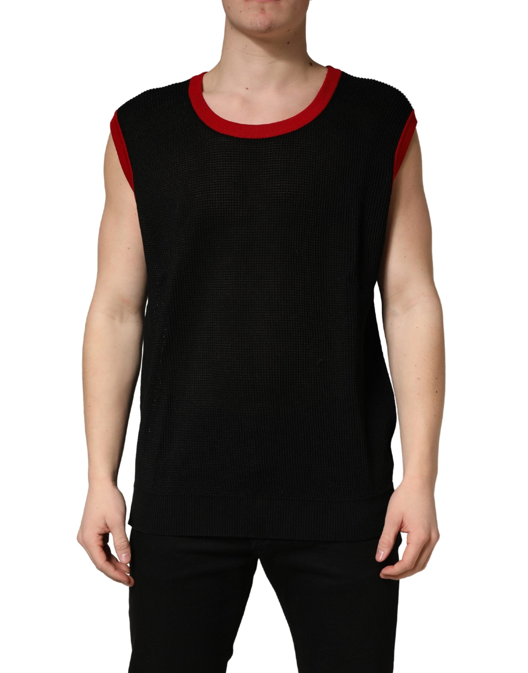 Dolce & Gabbana Black Crew Neck Sleeveless Men Knit Vest T-shirt