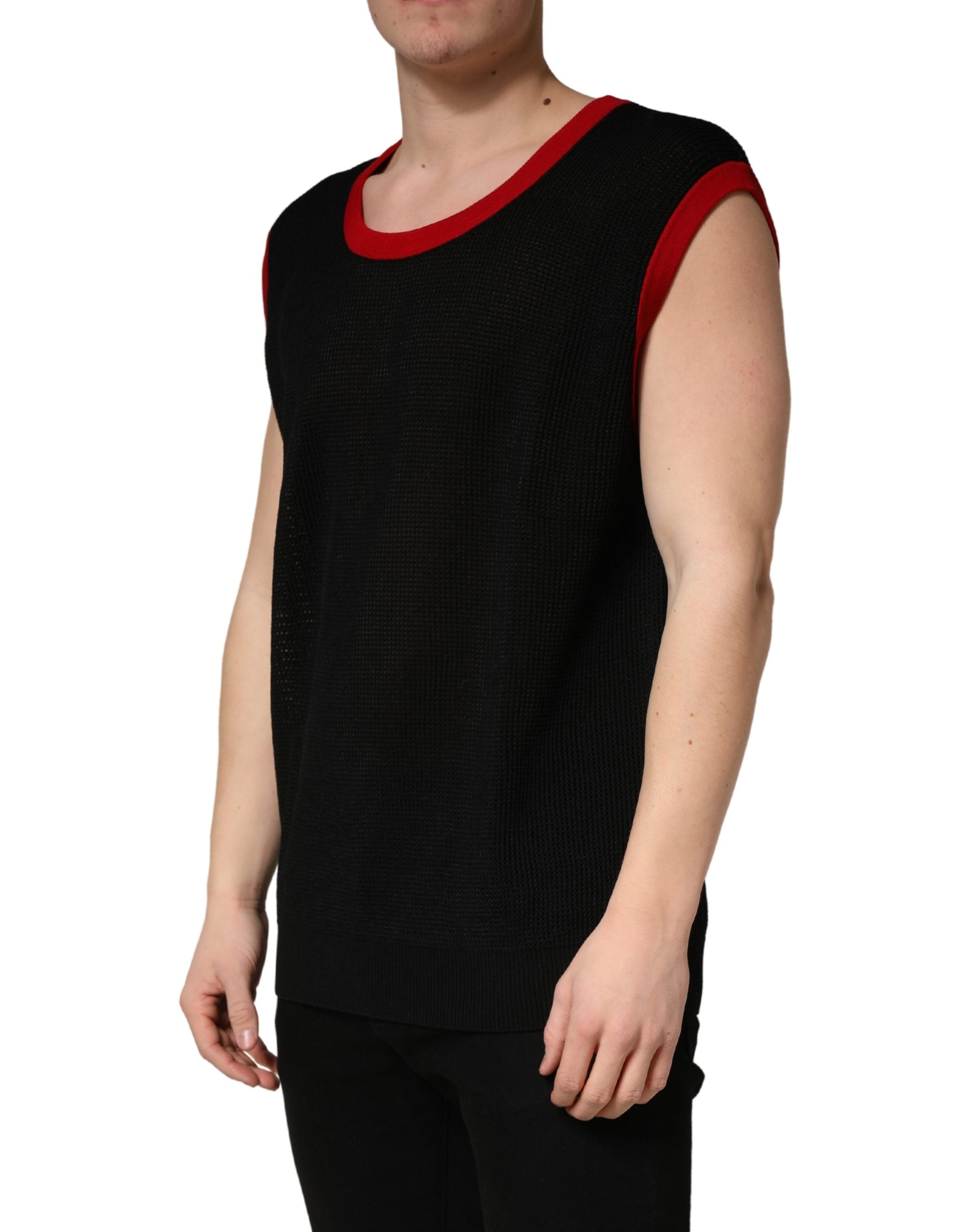 Dolce & Gabbana Black Crew Neck Sleeveless Men Knit Vest T-shirt