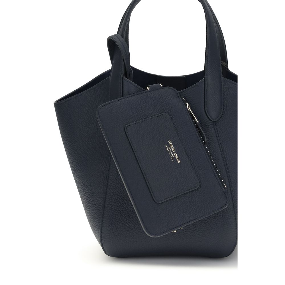 حقيبة يد من جلد عجل أزرق Giorgio Armani Bos Taurus