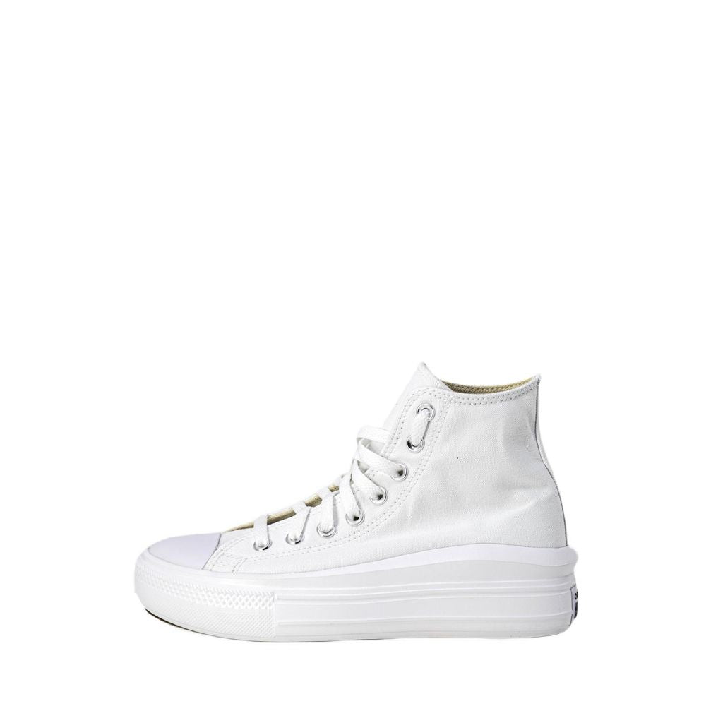Converse White Cotton High Top Sneakers