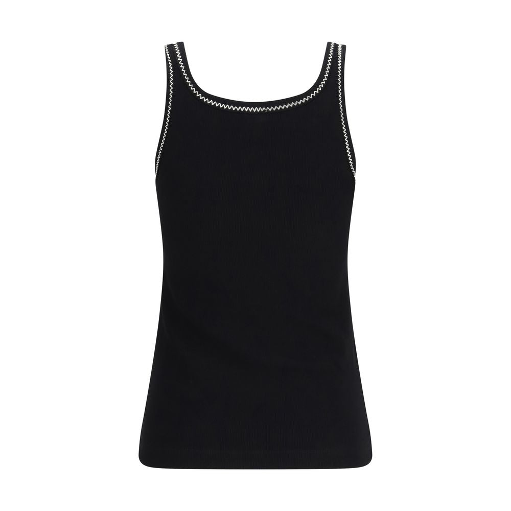 PINKO Black Cotton Sleeveles T-Shirt
