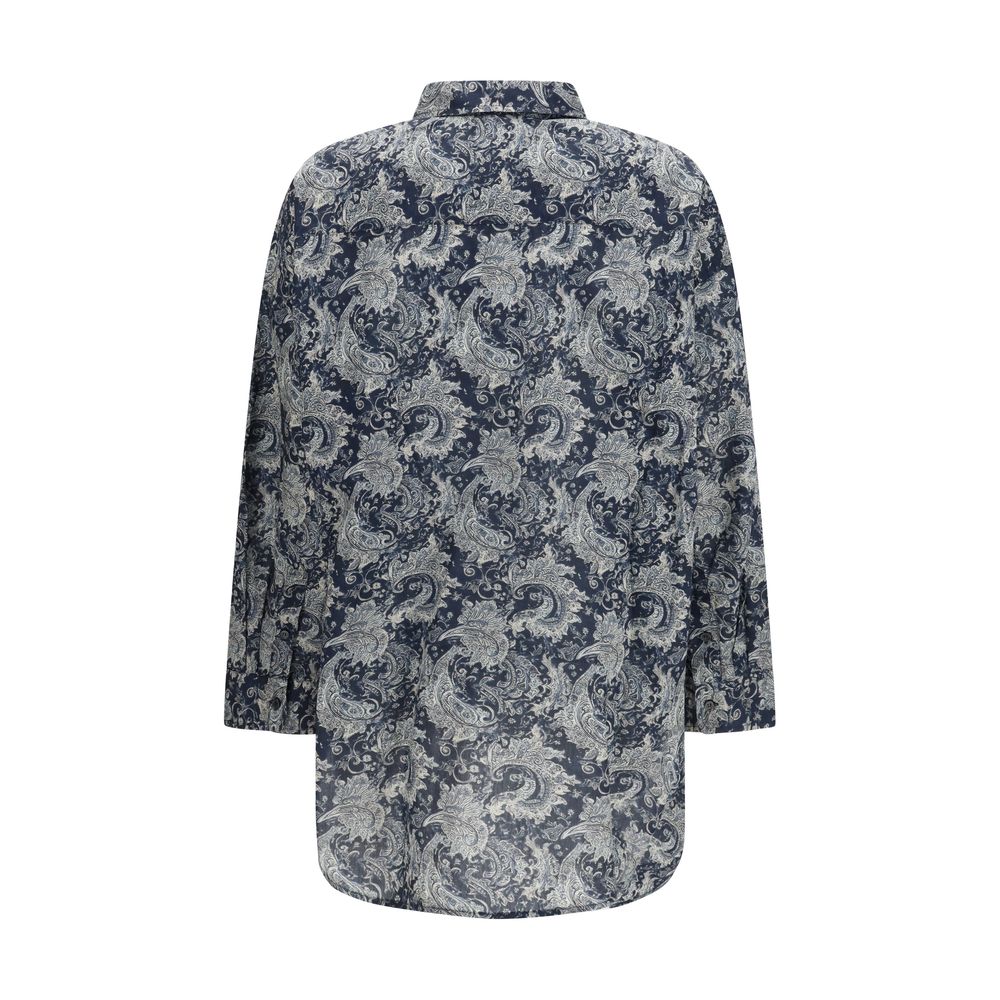 R13 Blue Cotton Pattern Shirt