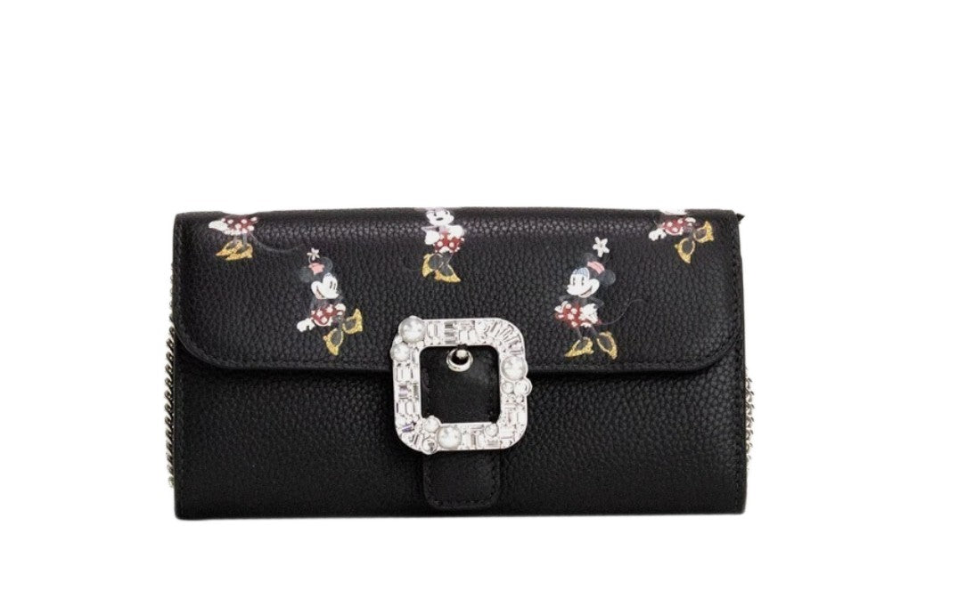 Kate Spade X Disney Black Leather Minnie Mouse Wallet Crossbody Bag