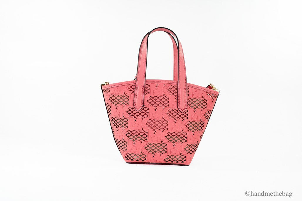 Michael Kors Kimber Small Tea Rose Leather 2-In-1 Zip Tote Messenger Bag Purse