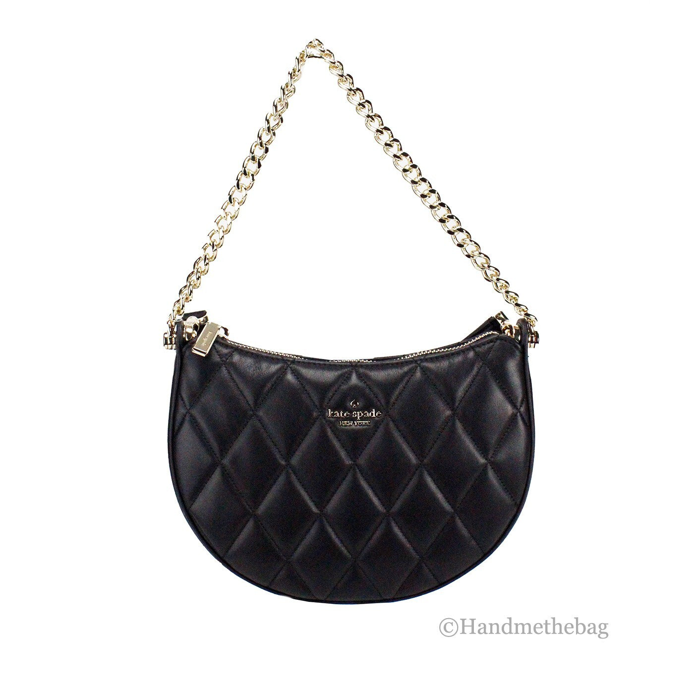 Kate Spade Carey Small Black Quilted Leather Zip Top Crossbody Bag