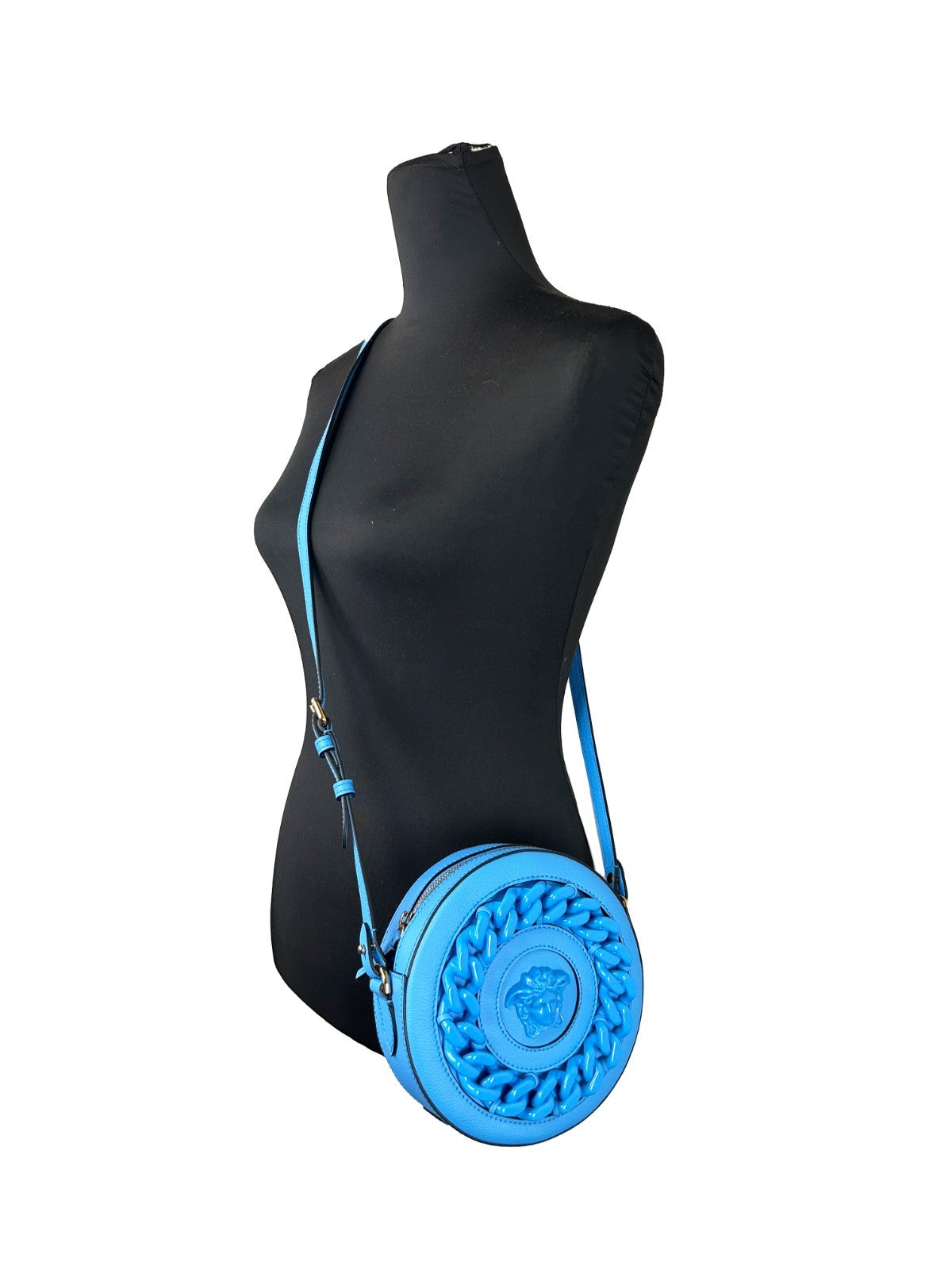 حقيبة كاميرا دائرية ديسكو كروس بودي جلدية من فيرساتشي