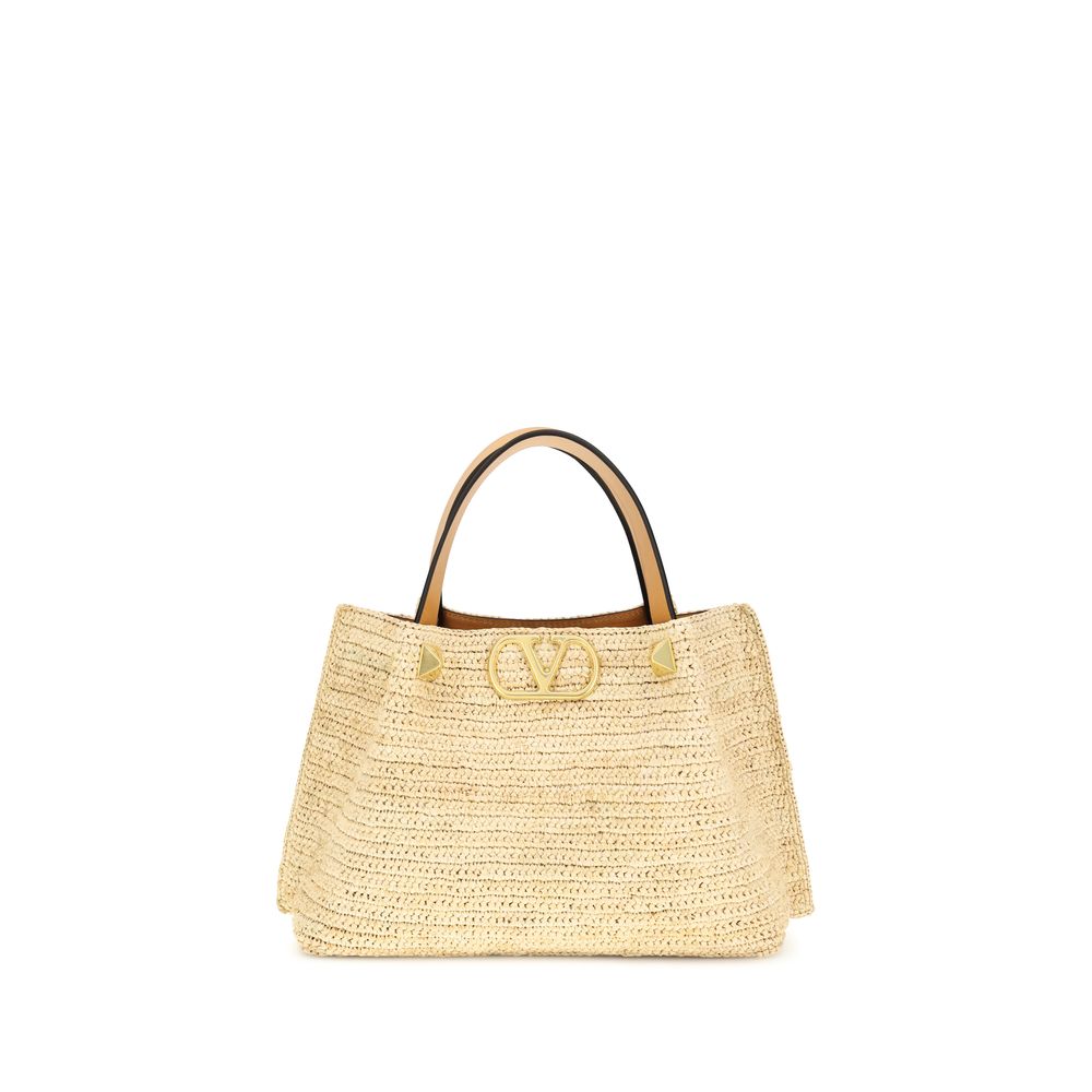 Valentino Garavani Beige Raffia Shoulder Bag