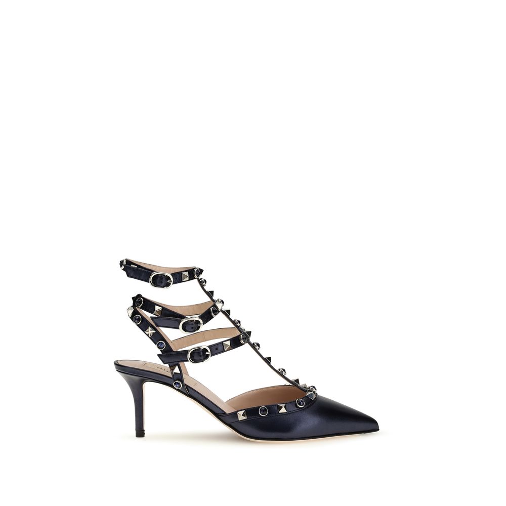Valentino Garavani Blue Calf Leather Bos Taurus High Heel Pumps