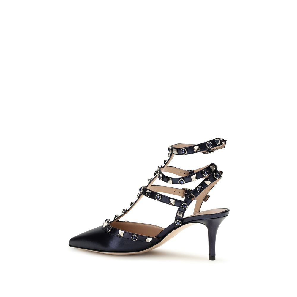 Valentino Garavani Blue Calf Leather Bos Taurus High Heel Pumps