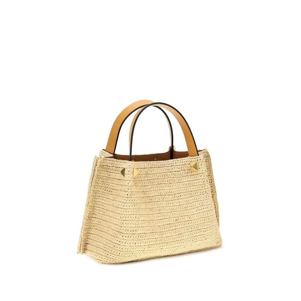 Valentino Garavani Beige Raffia Shoulder Bag