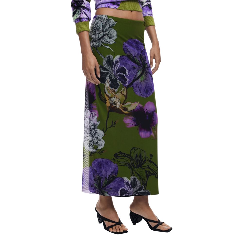 Desigual Bicolor Polyester Long Skirt