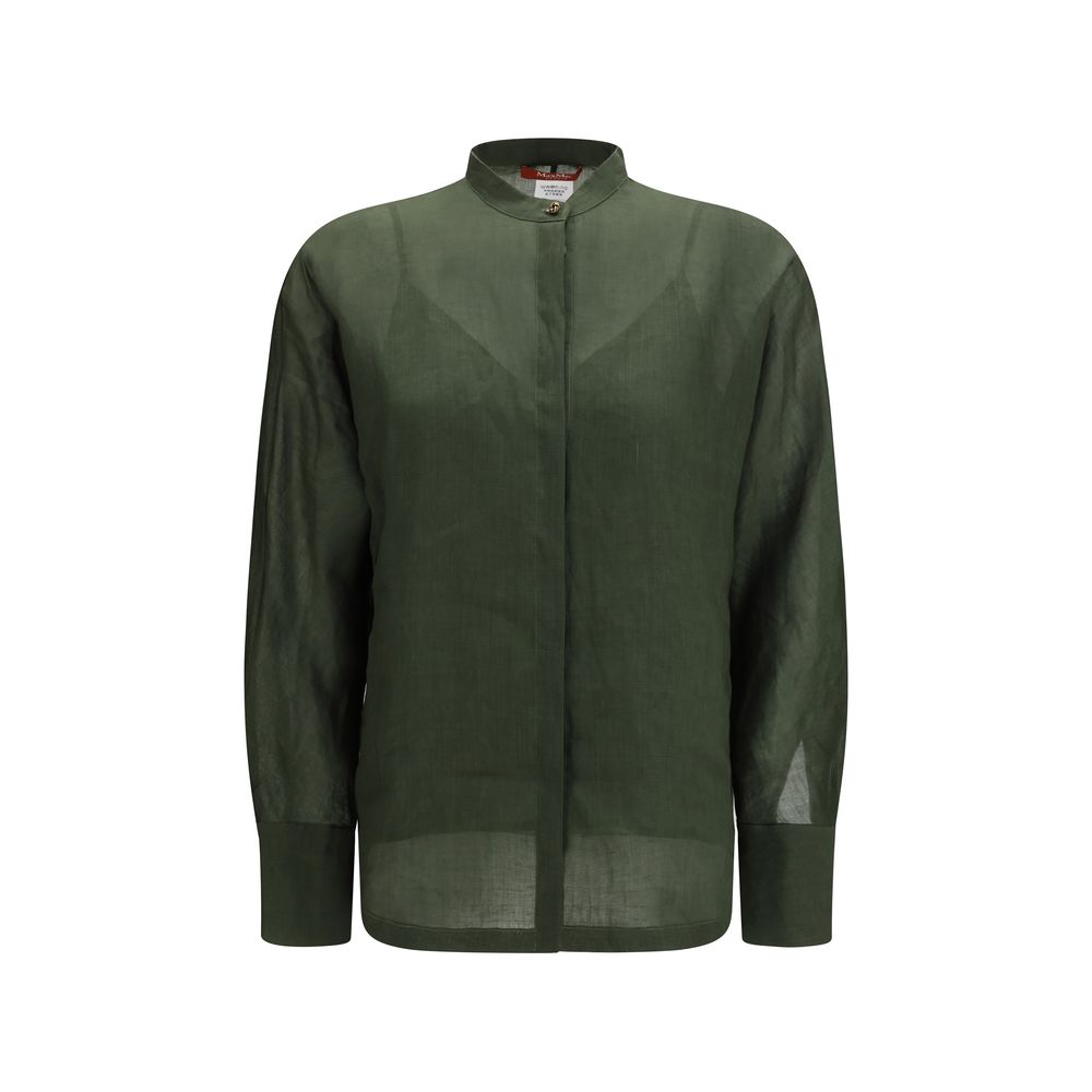 Max Mara Bicolor Ramie Dress Shirt