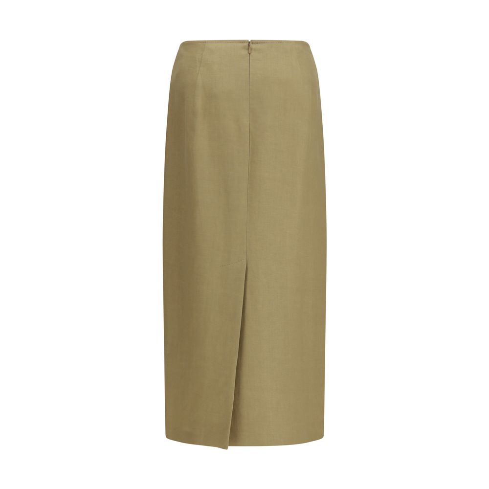 Max Mara Beige Linen Midi Skirt