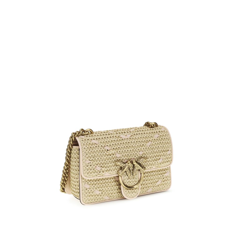 PINKO Beige Raffia Shoulder Bag