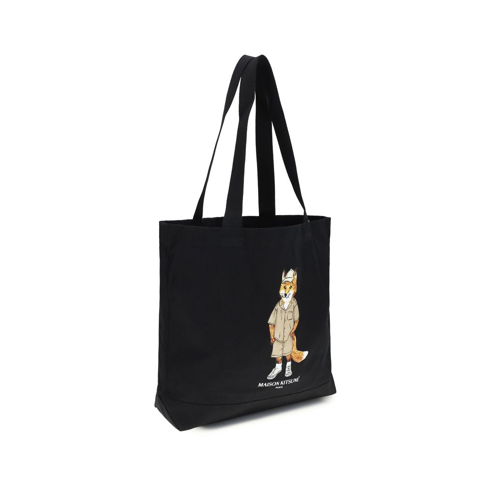 Maison Kitsuné Black Cotton Handbag